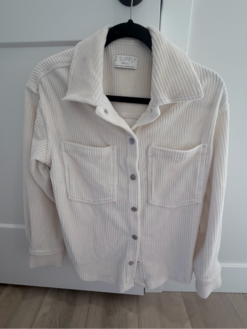Z Supply Off-White Corduroy Button-Front Shirt Jacket